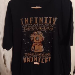 Marvel Black T-Shirt with Gold Infinity Gauntlet Design